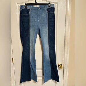 Womens Hollister Patchwork High Rise Flare Jeans Size 19 Long